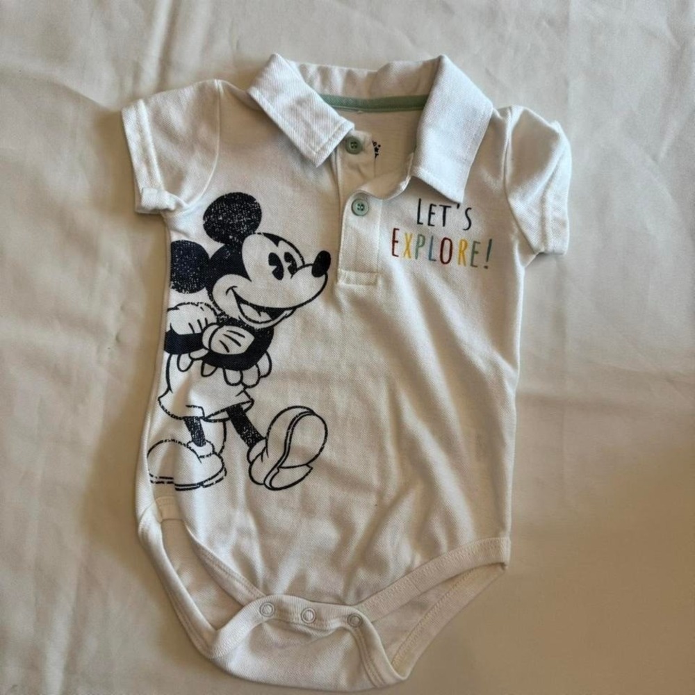 Mickey Mouse white bodysuit with collar #MickeyMouse